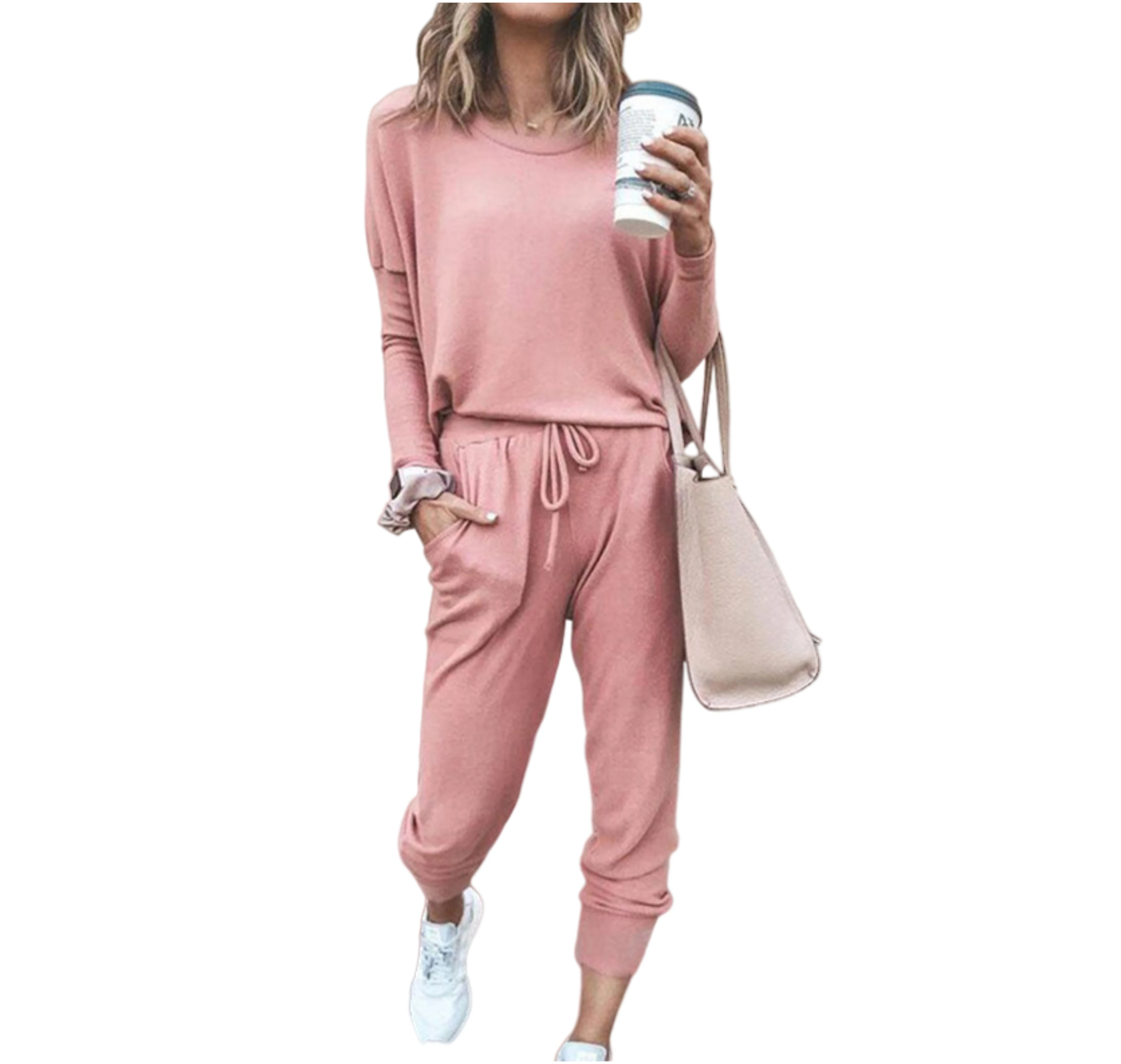 

Women Autumn Loose Solid Color Long Sleeve Top And Causal Trousers Set Fashion Latest Design Tracksuit, Picture