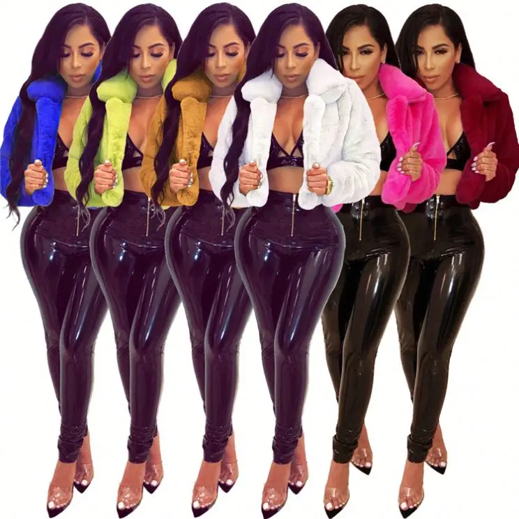 

10398NA new style fashion casual short Fluffy women good quality coat ladies clothing