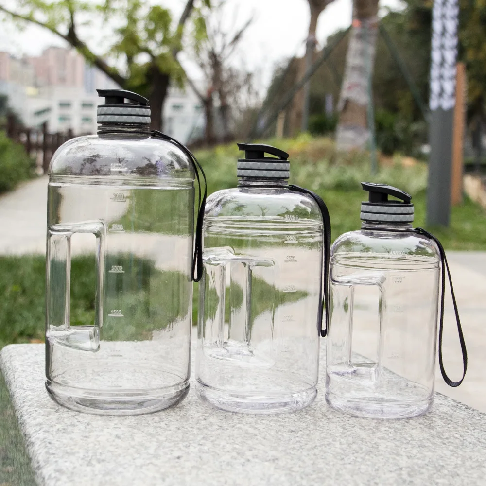 

ActEarlier Outdoor Travel Camping Hiking 3.78L 1 gallon plastic transparent lucid sport water bottle