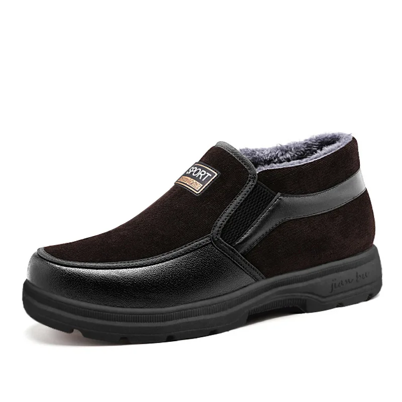 

Boots Leather Men Black Leather Boots With Fur Men'S Boots Safety Shoes, 2 colors