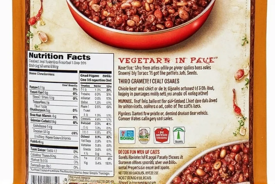 Trader Joe's Vegetarian Chili package showing the front label with nutritional information
