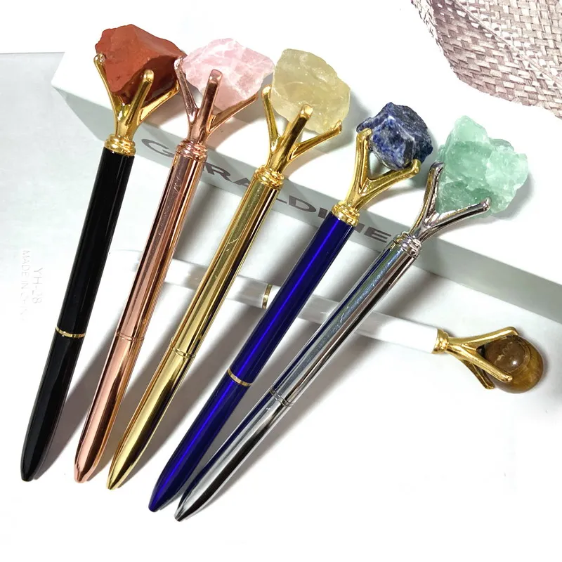 

Crystal Crafts Natural Rough Stone Gemstones Pen With Crystal Stone