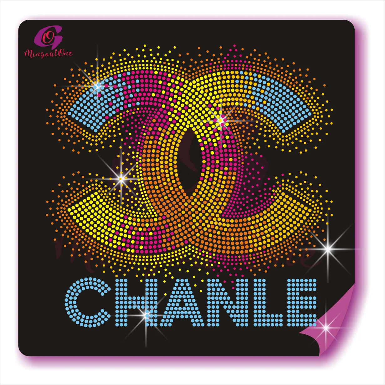 

Top Selling Colorful Brand Hotfix Rhinestone Heat Transfer Iron on Motif for Shirt, Select from color chart