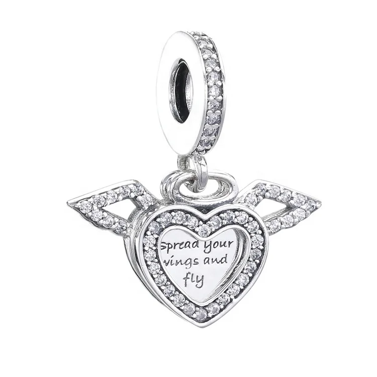 

Wholesale pendants & charms angel wings 925 heart shaped angel wings charm