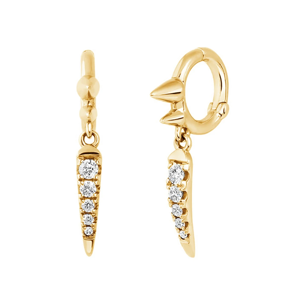 

Wholesale 925 Sterling Silver Gold Plated Cubic Zircon Spike Hoop Earring