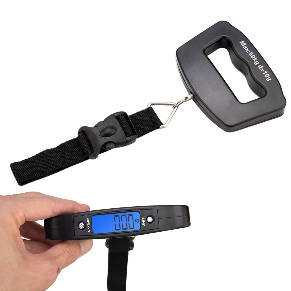 50kg 10g Handheld Digital Luggage Scale with Grip for Travel Portable Electronic Weighing Suitcase LED Display Balance