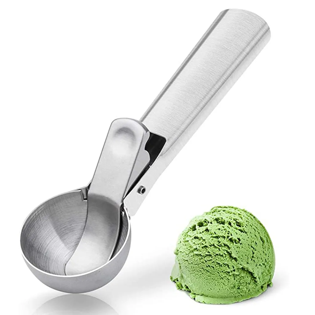 

Ice Cream Scoop Stainless Steel Ice Cream Spoon Watermelon Baller Scoop Fruit Dessert Spoon Ice Cream Ball Maker Kitchen Tools, Silver