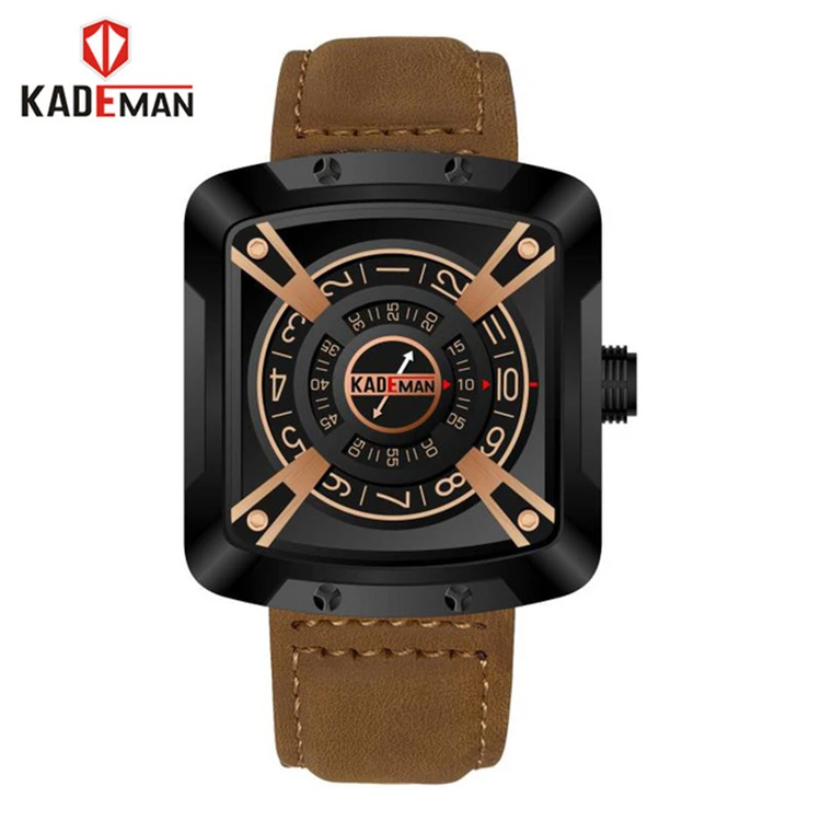KADEMAN 612  Men sports Watch Male Luxury Brand Business Waterproof Quartz Military Leather Watches for Man Relogio Masculino