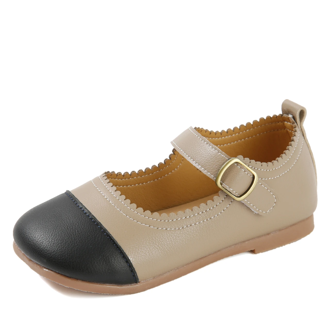 

Girls Slip on Flats Mary Jane Shoes Kids Party Dress Shoes, Beige/pink
