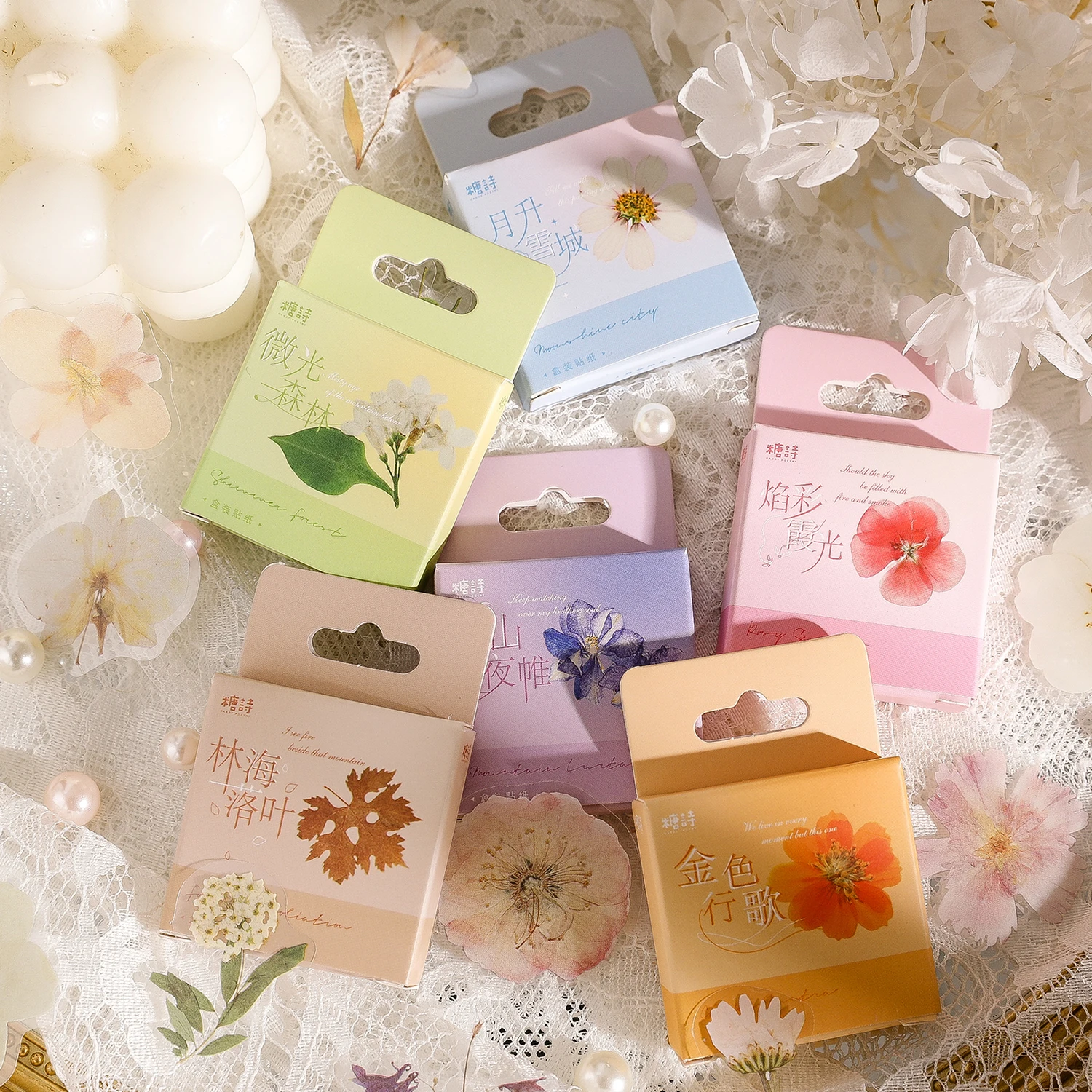 

45 Pieces/Pack Pet Box-Packed Stickers Love Flower Series Ins Flower Hand Account DIY Decorative Stickers 6 Models