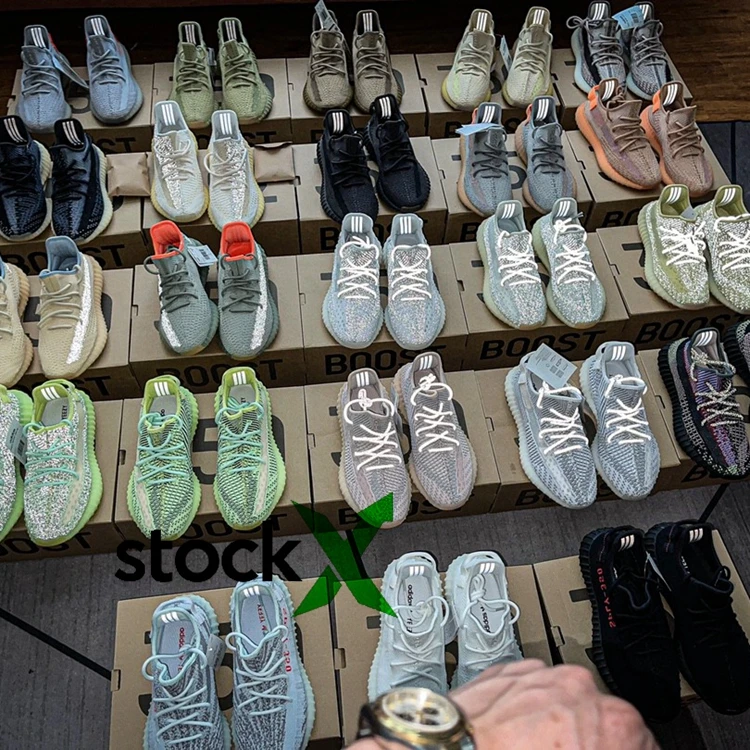 

Stock X yupoo OG brand Original 1:1 Reflective Static tail light bule red Yeezy 350 V2 slides kids sports yezzy running shoes