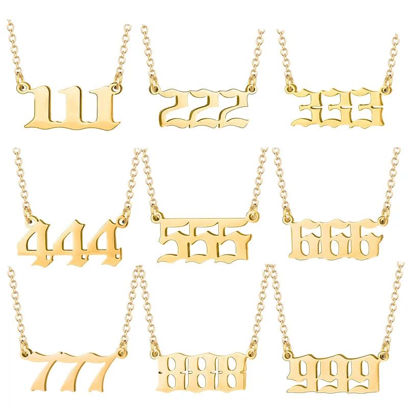 

MICCI Wholesale Custom High Quality Women Non Tarnish Waterproof Jewelry 18K Gold Plated Stainless Steel Angel Number Necklace, Gold, silver, rose gold, black