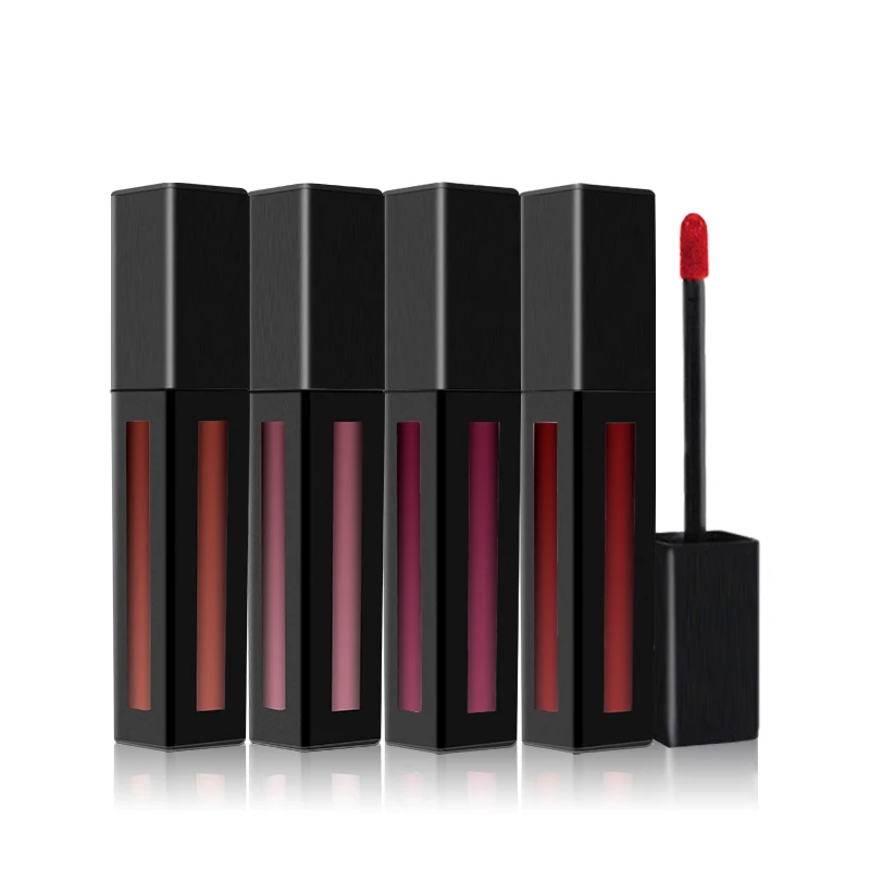 

Factory custom logo velvet quality square tube matte lipstick lip gloss, 12 colors