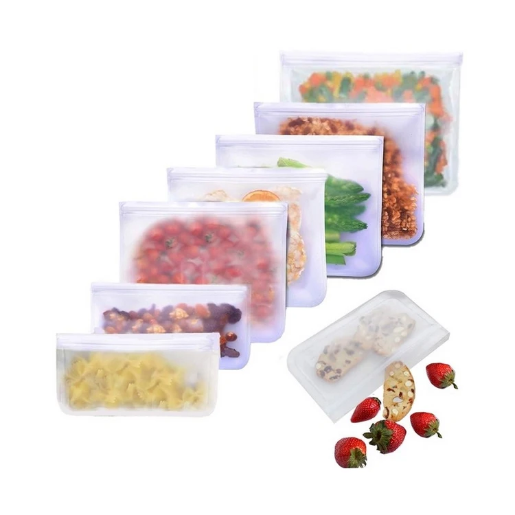 

A442 Reusable Translucent Frosted PEVA Food Preservation Bag Stand-up Self Sealing Refrigerator Vegetable Fruits Storage Bag, Accepted customized
