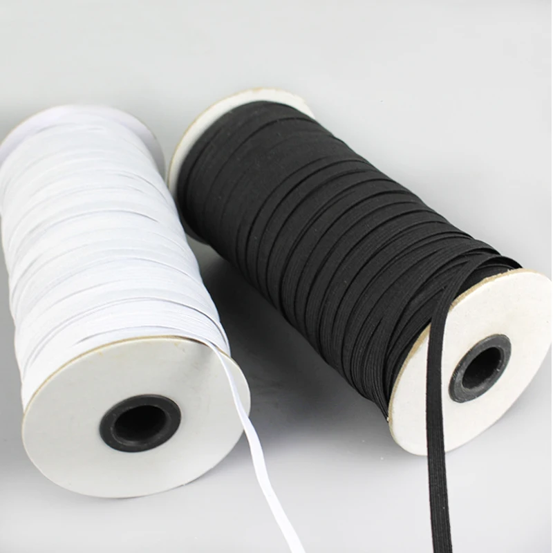 

stock 3mm 4mm 5mm 6mm 7mm 8mm 9mm 10mm 12mm 15mm flat white and black knitted polyester elastic band tape, Black and white in stock