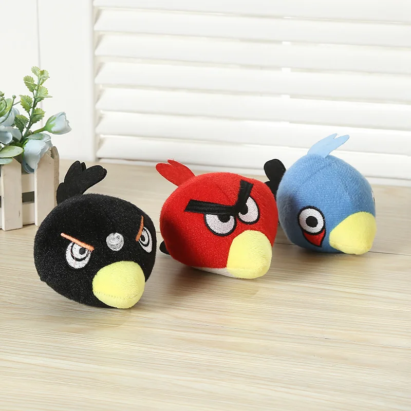 

Promotional wholesale angry plush birds toys sounding toys for golden retriever teddy pet products, Red black blue