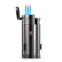 

Refillable 3 torch jet flame, windproof metal cohiba cigar lighter built-in punch.