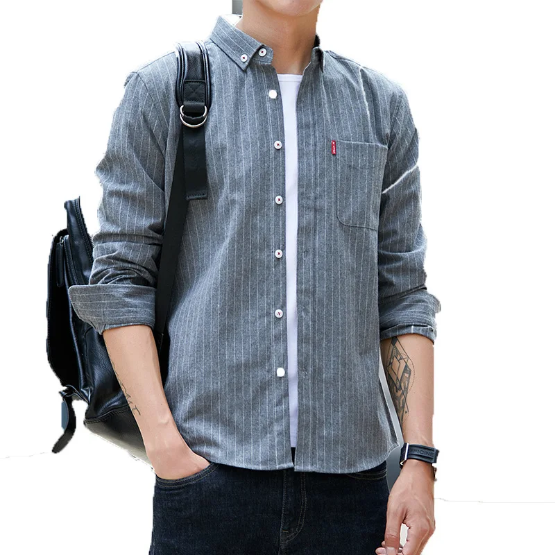 

Amazon Japan Station 2020 Autumn New Style Men Wear Slim Striped sweatshirt with Trend Casual Long Sleeve