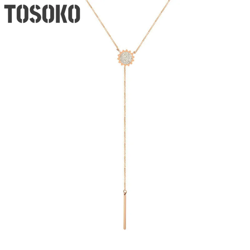 

Stainless Steel Jewelry Star Zircon Inlaid Star Zircon Inlaid Flower Pendant Necklace Trendy Long Sweater Chain For Women BSM038