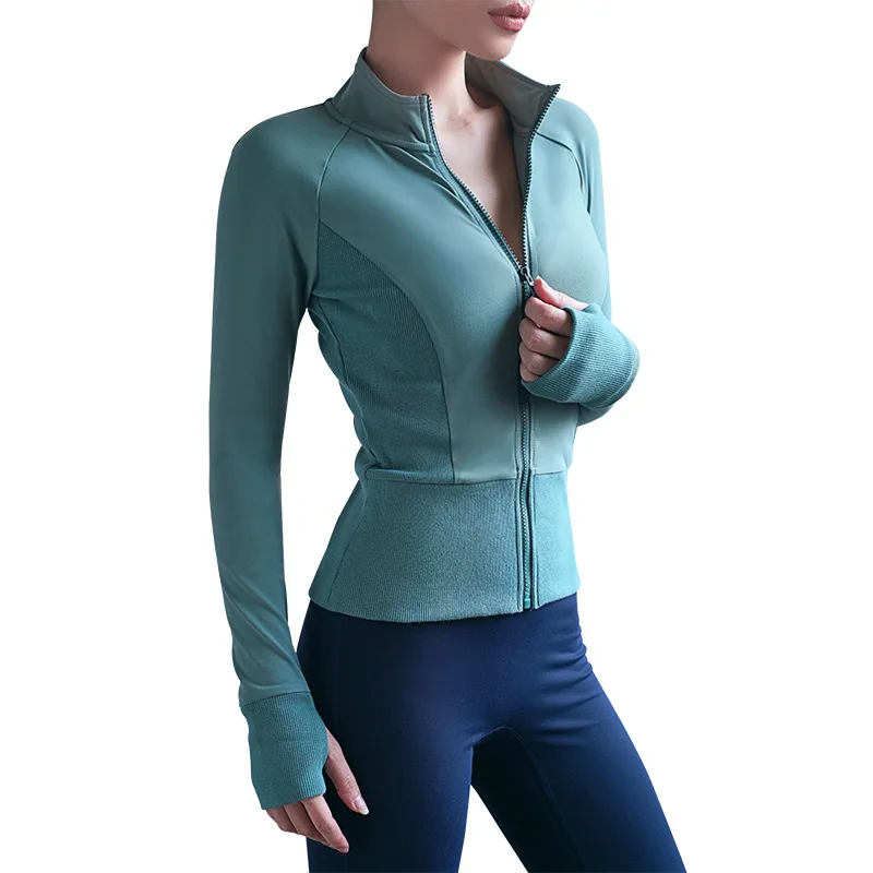 

Fall/Winter Fashion Running Sports Fitness Top Women Breathable Stand Collar Long Sleeve Zipper Yoga Suit Jacket
