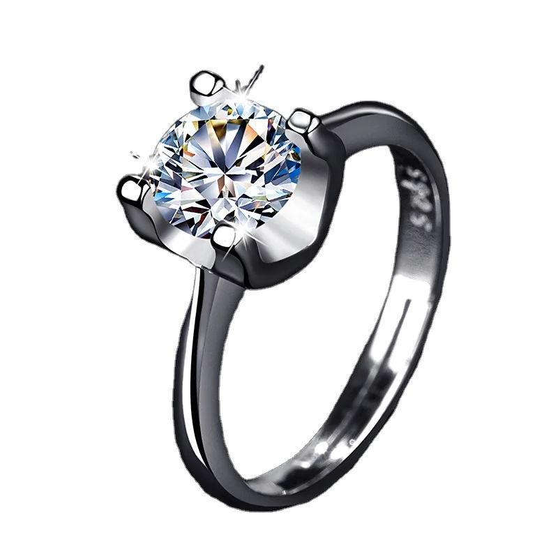 

Platinum Moissanite Ring Female One Carat Six Prong Fashion Ring