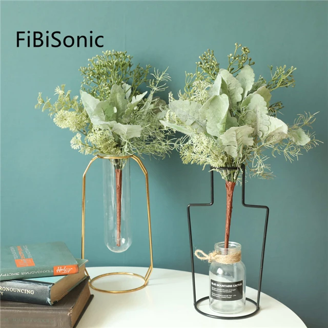 

Flower Arrangement Grass Plastic Silver Chrysanthemum Artificial Green Plant Decoration, As show