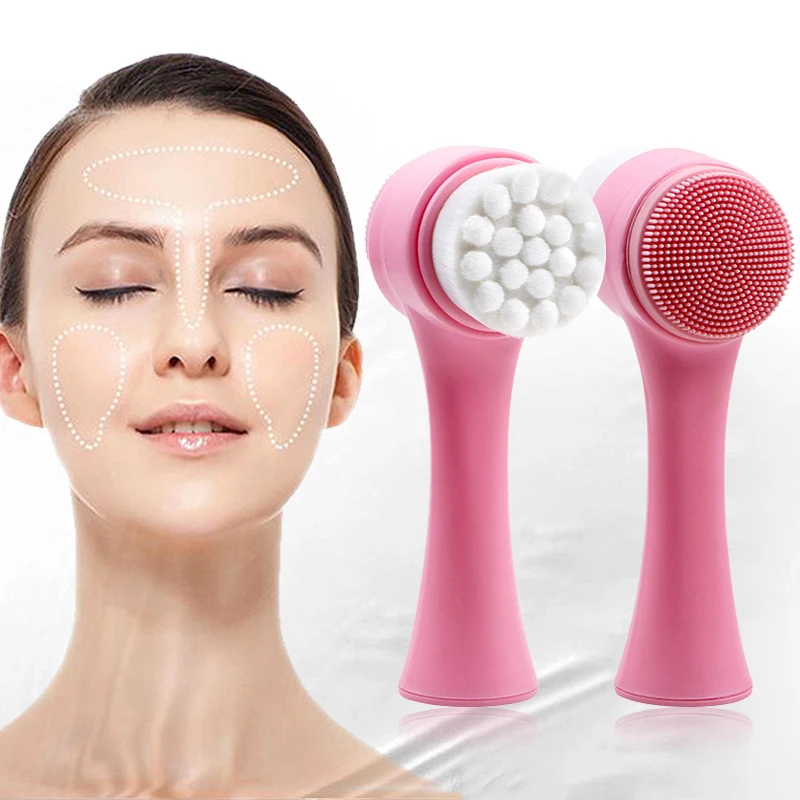 

Exfoliating Facial Cleanser Brush Face Cleaning Washing Soft Bristle Brush Scrub Non-electric Cleansing Brush, As picture show