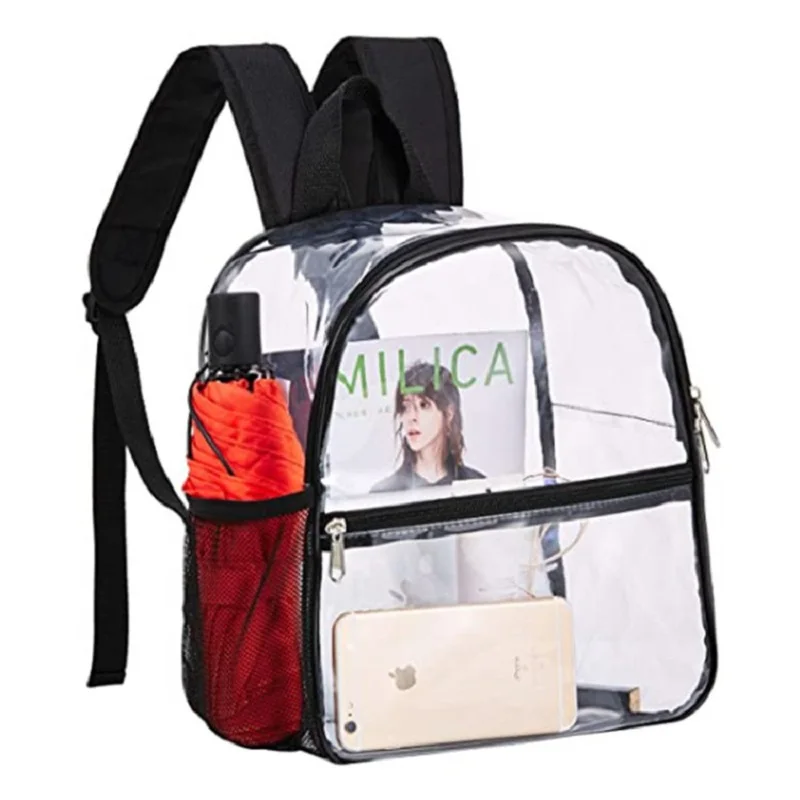 

2021 pvc School bag waterproof clear backpack wholesale stadium approved transparent backpack For Women Men