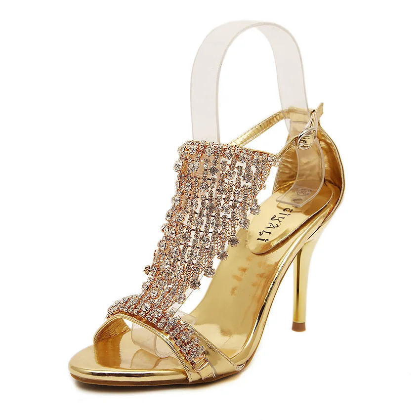 

Women's Wedding Dress Party & Evening Stiletto Heeled Sandals Rhinestones Tassel