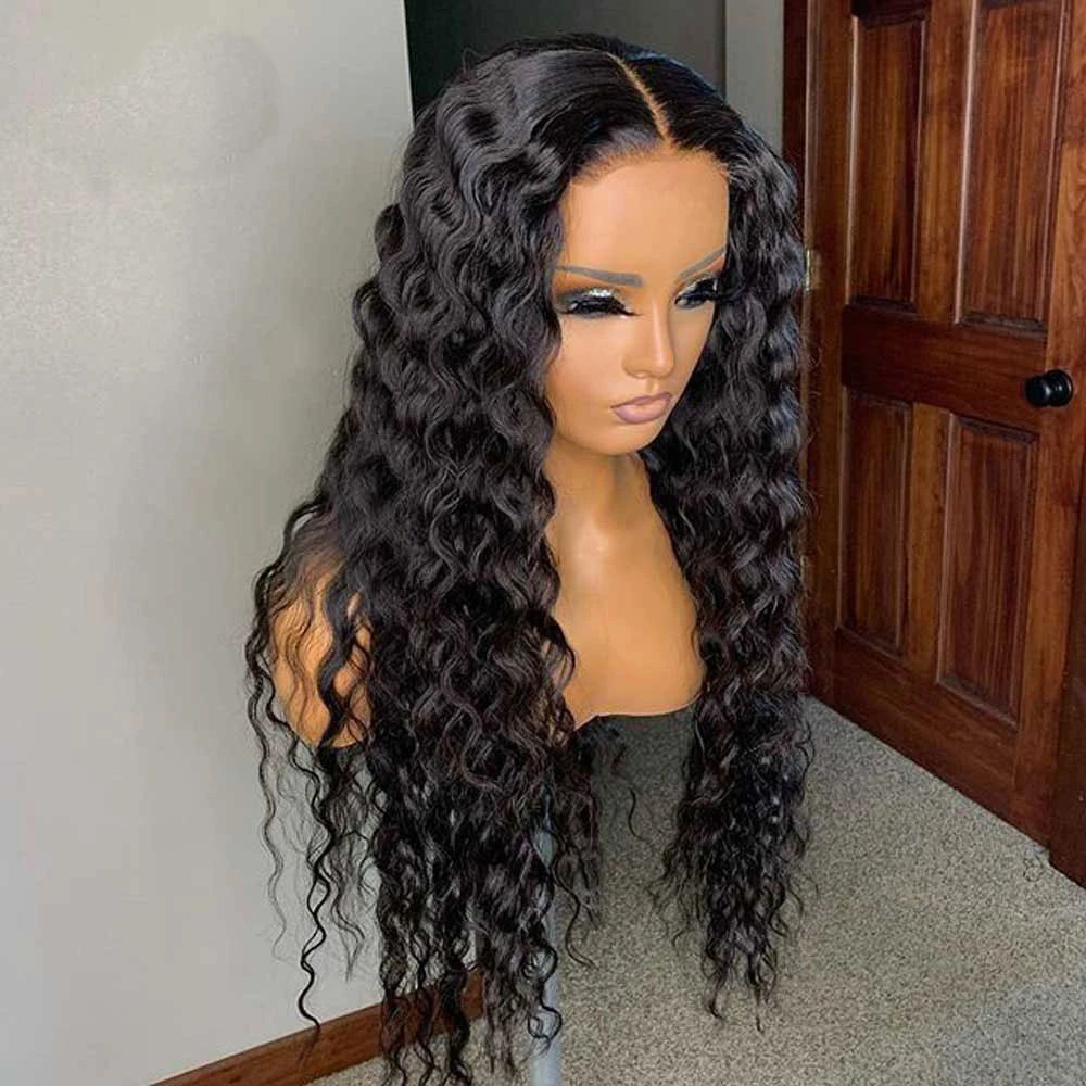 Cheap Deep Wave Virgin Cuticle Aligned Human Hair 4*4 Closure Lace Wig Raw Brazilian Human Hair Lace Front Wigs