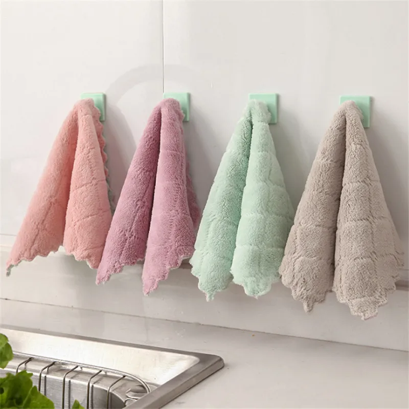 

Not oily Dishcloth Coral Fleece Kitchen Cleaning Cloth Double Sided Absorbent Scouring Tableware Cleaning Cloth H520