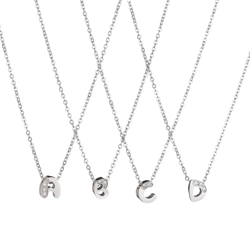 

Women Mother's Day Gift A-Z 26 Letter R Initial Alphabet Pendant Crystal Tiny Necklace