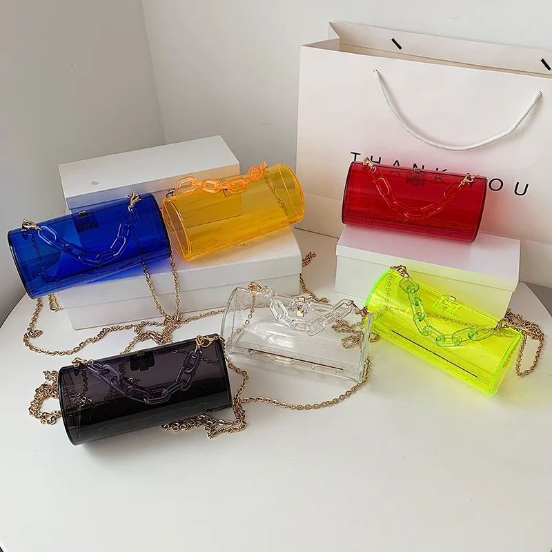

Hot Sell candy color handbag acrylic evening party purse transparent clutch bags