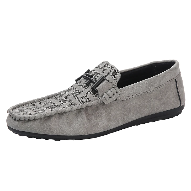 

2021 new style with striped and soft leather fashionable leisure men casual loafers shoess boat shoes, Black, grey