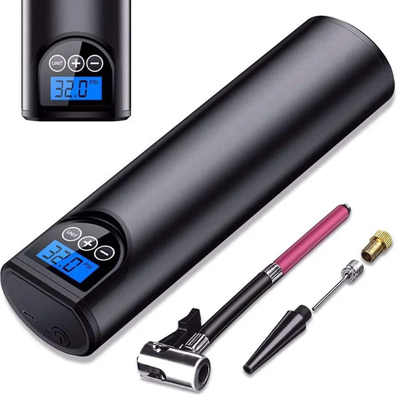 

Handheld multifunctional intelligence 150 psi electric air pump flashlight ball mini portable car electric air pump bicycle, Black