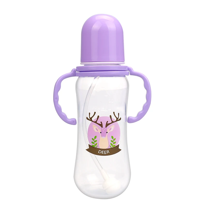 

250ml BPA free pp baby bottle baby feeding bottles with handle, Four colors mixed shipped randomly