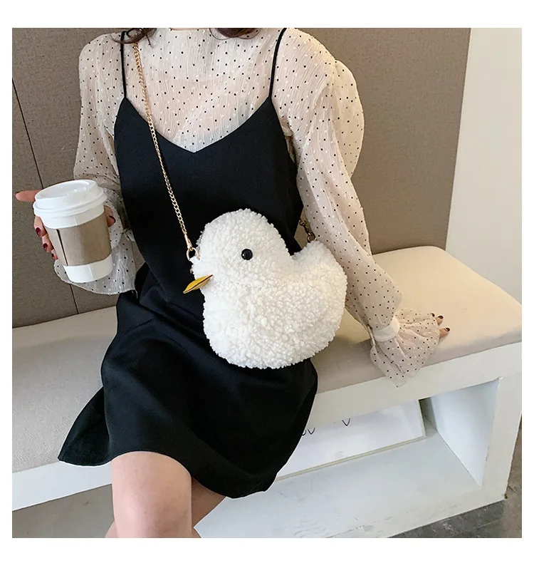 

Cartoon lamb fashion doll and plush fur faux cartoon purse bags cute girl chain mobile phone bag doll plush messenger bag, White,black,red,blue,yellow.and so on