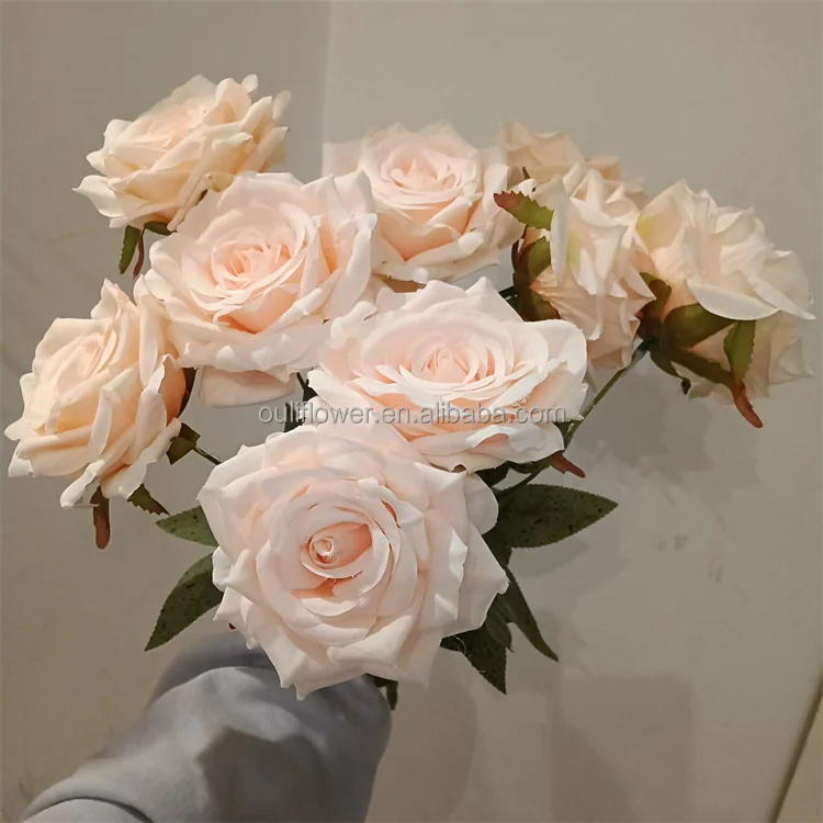 

B-2237 Artificial Wedding Decoration Silk White Rose Bouquets Flower Rose Bouquet Backdrop Flowers
