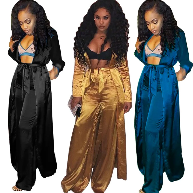 

HJ XSE00138 Newest Design Ladies Long Sleeve Custom Logo Wide Leg Pants Womans 2 Piece Set Clothing, Coulorful