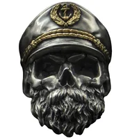 

Vintage man Eagle Hat Captain Officer Skull Ring Men Beard Commemorate World War II Undead Legion Retro Silver Color Honor Rings