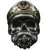 Vintage man Eagle Hat Captain Officer Skull Ring Men Beard Commemorate World War II Undead Legion Retro Silver Color Honor Rings