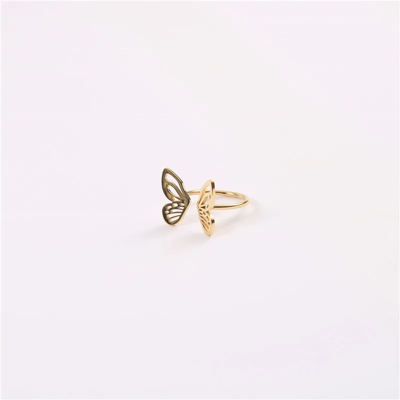 

Fashion Jewelry European Style Butterfly Design Ring 316L Stainless Steel Abstract Butterfly Open Ring