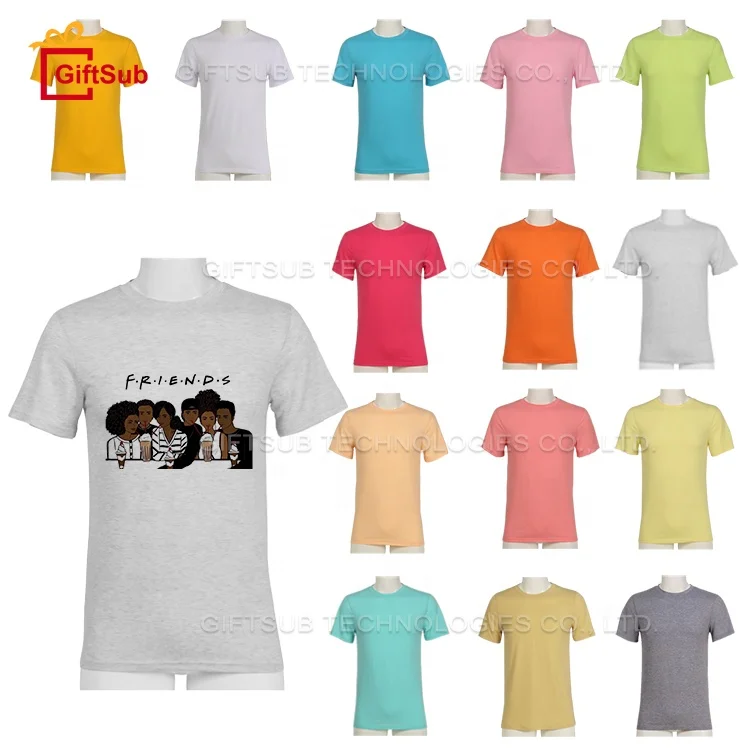

Promotion Sublimation Blank Polyester Cotton Feel Pastel Colored T shirt wholesale, White;other colors are available
