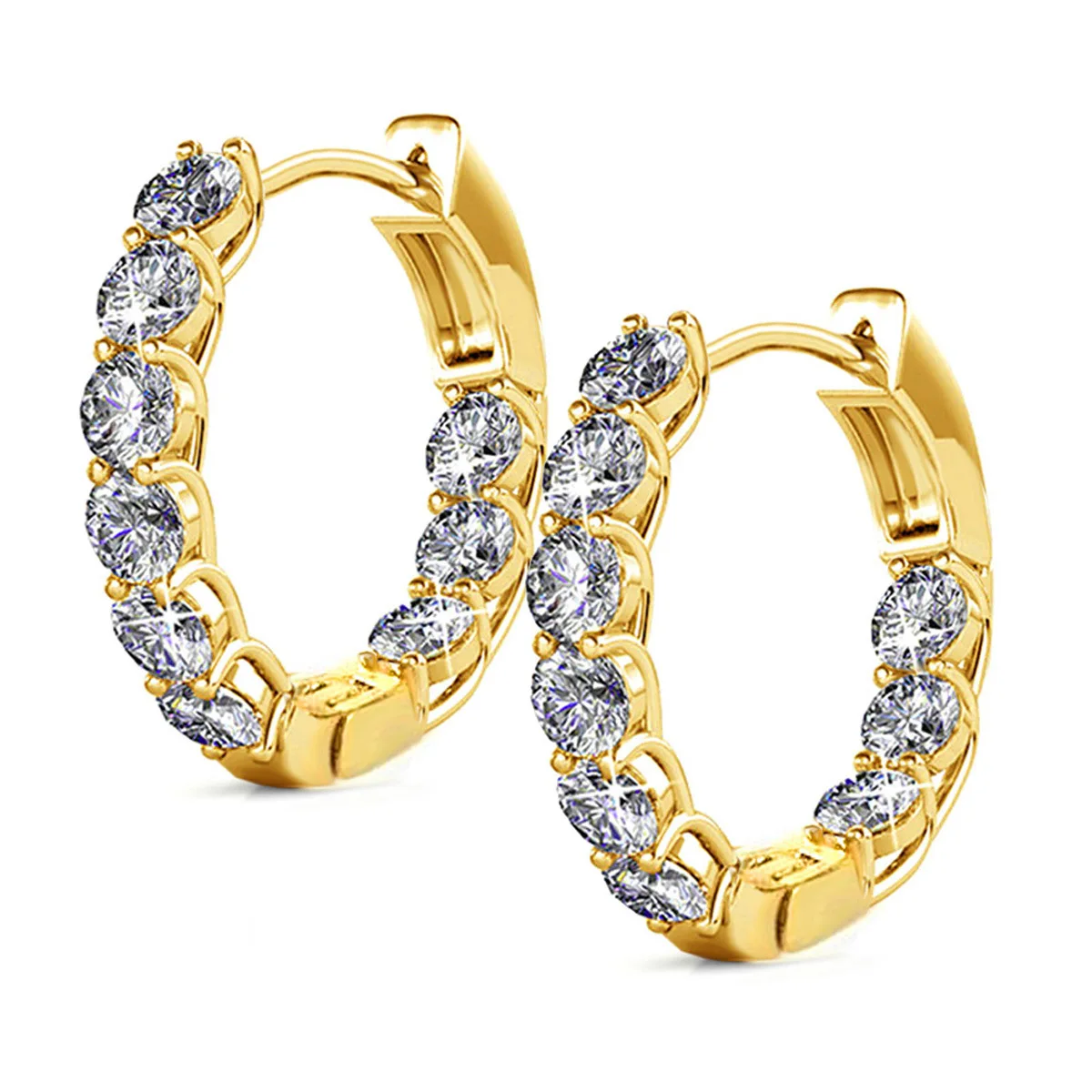 

Fashion Circle Shaped Hoop Earrings 18k Gold Plated For Women With Crystal Jewelry