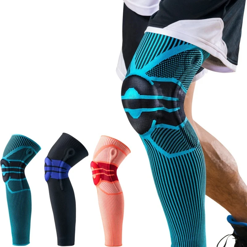 

Knee Patella Protector Brace Silicone Spring Knee Pad Basketball Running Compression Knee Sleeve Support Sports Kneepads, Black, blue, orange, customized color