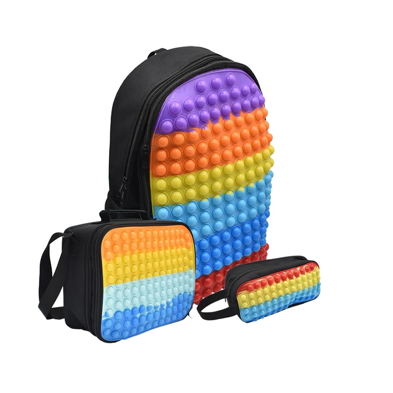 

2022 New Premium Rainbow Silicone Backpack Set Kawaii Fingertip School Backpack Woman Other Backpack