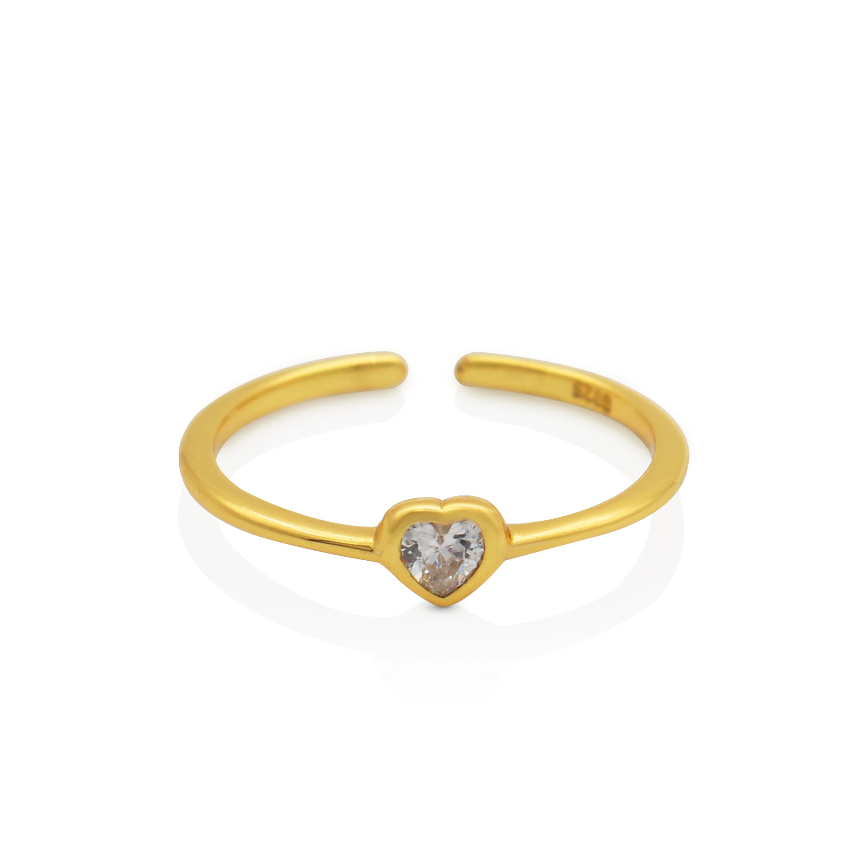 

Chris April trendy 925 sterling silver gold plated luxury micro-inlaid heart zircon adjustable ring