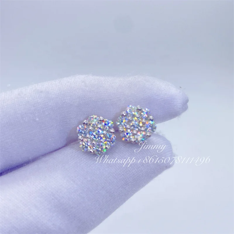 

2021 Popular Hotsale Iced Out Jewelry Lowest Price 10k White Gold Jewelry D Moissanite VVS Stud Earrings