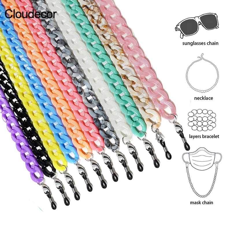 

2021 Chunky Resin Glasses Chain Sunglasses Necklace Holder Lanyard Eyeglass Maske Acrylic Link Chain For Bag Hanging Neck Cord, Solid color