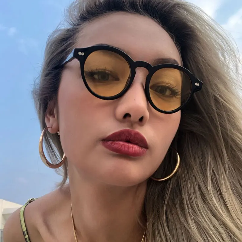 

Fashion Small Frame Round Sunglasses Vintage Rice Nails Green Popular Shades Women Glasses Outdoor UV-proof Oval Eyewear